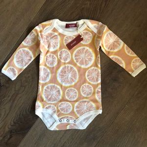 Milkbarn Infant Long Sleeve One Piece Pink Grapefruit 100% Organic Cotton 6-12m
